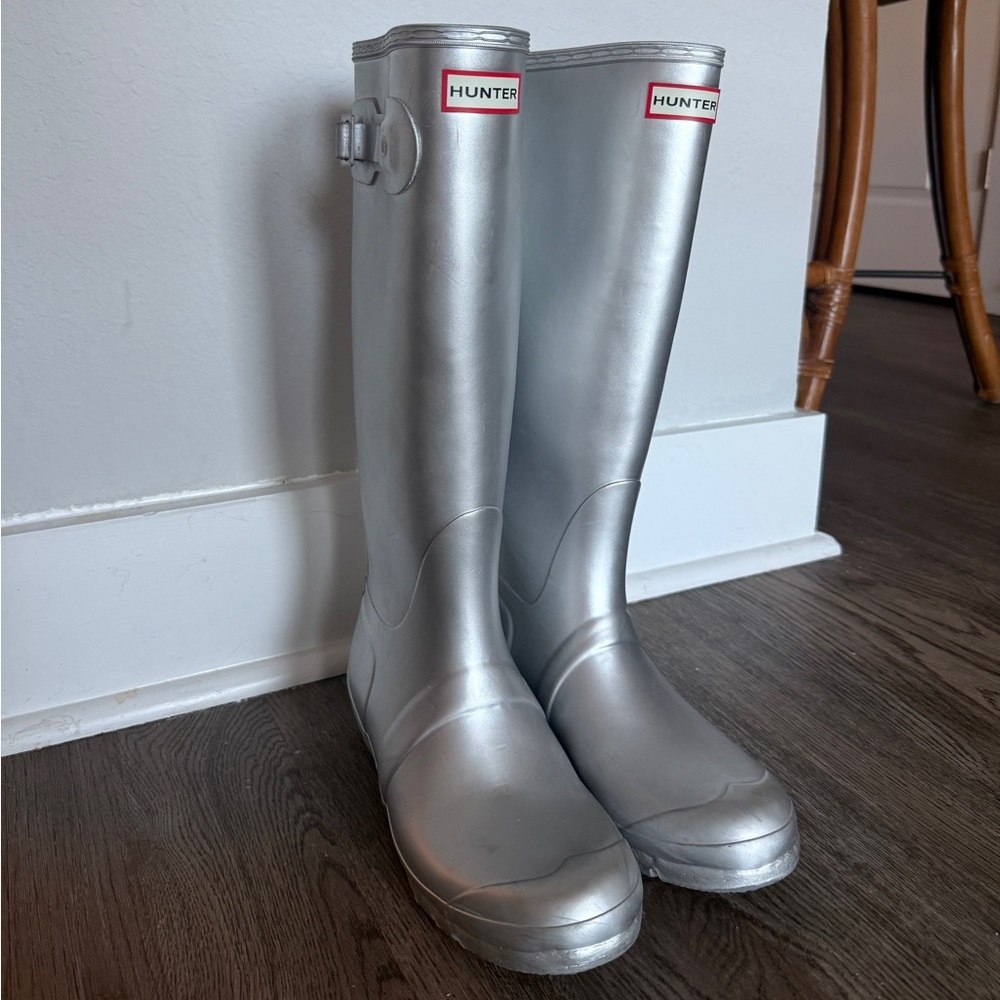Hunter Metallic Silver Tall Boots